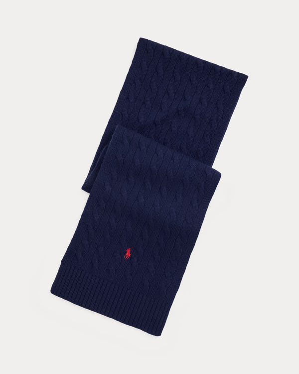 POLO RALPH LAUREN CABLE-KNIT WOOL BLEND SCARF